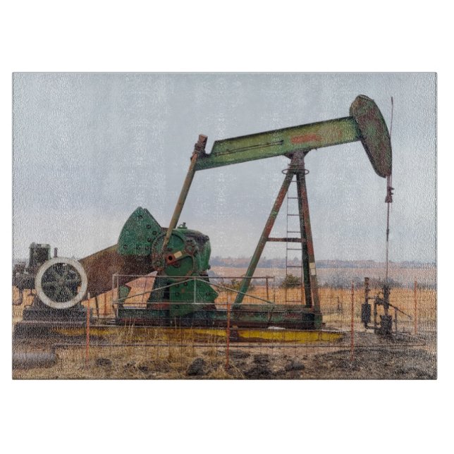 Stor Grönt Pumpjack i Fält (Framsidan)