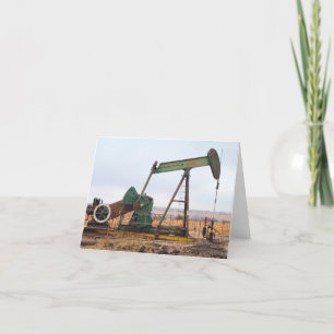 Stor Grönt Pumpjack i Fält Tack Kort