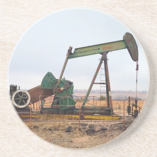 Stor Grönt Pumpjack i Fält Underlägg (Framsidan)