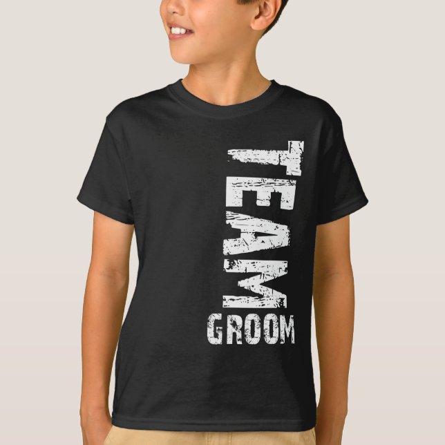 Stor groom Extra-glänstext för Team Groom T-shirt (Framsida)