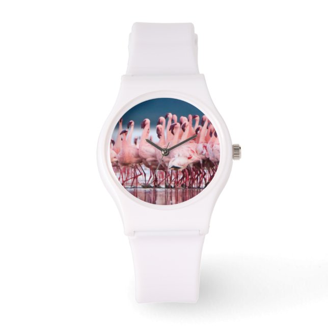 Stor grupp med mindre flamingor armbandsur (Framsida)