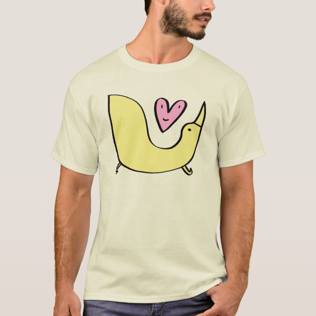 Stor gul fågelkärlek för kärlek t-shirt (Framsida)