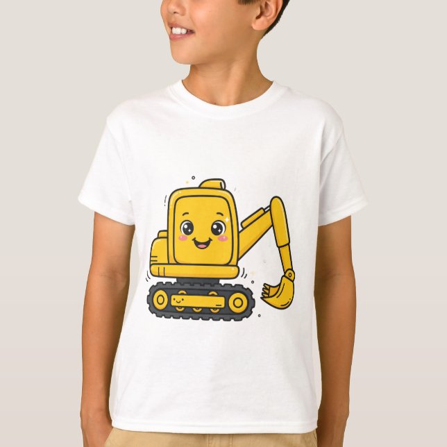 Stor gul grävare t-shirt (Framsida)