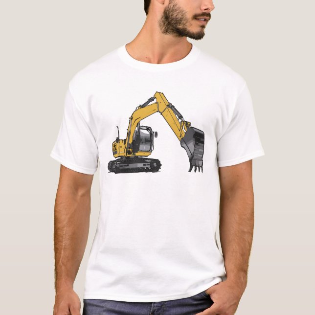 Stor gul grävskopa t-shirt (Framsida)