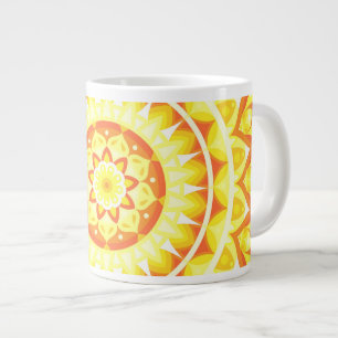 Stor Gul Mandala Ljus Solsken Boho Överstorlek Jumbo Mugg