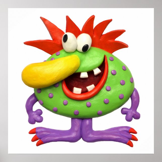 Stor gul näsa monster bebis pojke shower barnkamma poster (Framsidan)