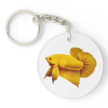 Stor gul senapsgultt Betta fisk Keychain
