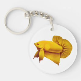 Stor gul senapsgultt Betta fisk Keychain