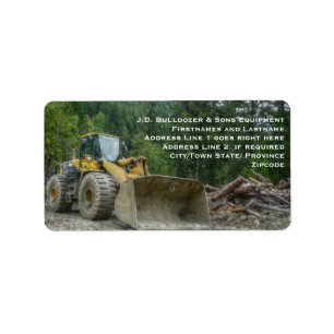 Stor gul utrustning för Bulldozertraktorskurkroll Adressetikett