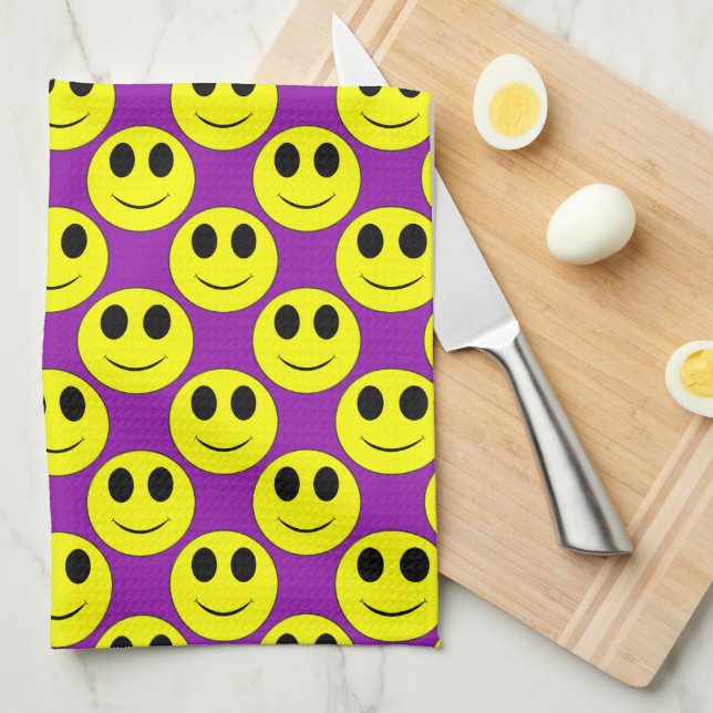 Stor Gult Allover Lila-Kitchen Towel Kökshandduk (Vikt i Fjärdedel)
