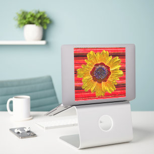 Stor Gult blomma på Red Rand Sticker Klistermärken