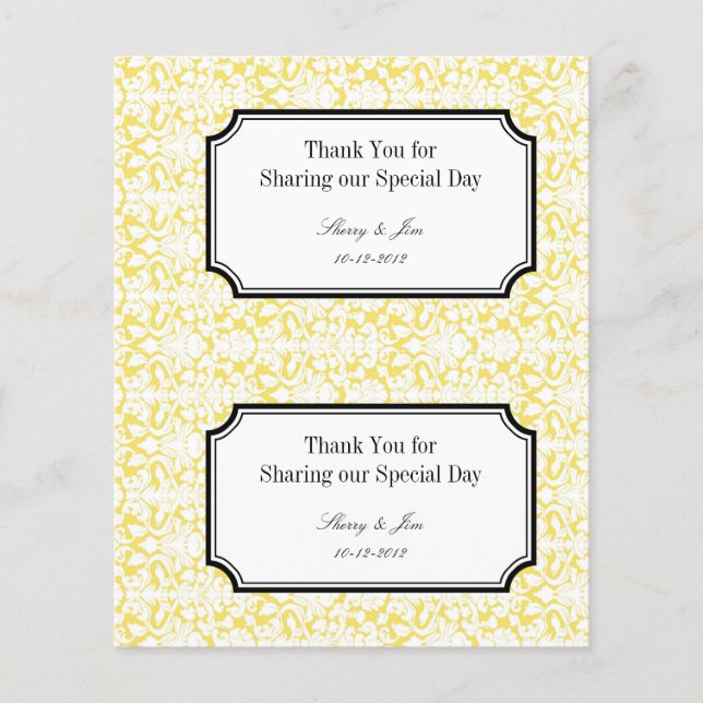 Stor gult, damm, dyy bröllop presentsäck, häng mär flygblad (Framsidan)