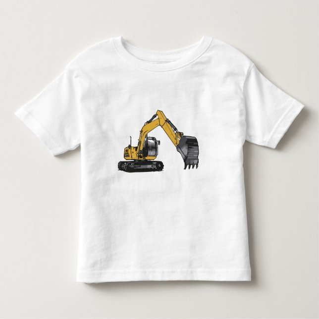 Stor Gult Excavator T Shirt (Framsida)