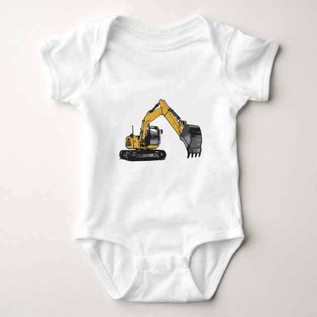 Stor Gult Excavator Tee Shirt (Framsida)