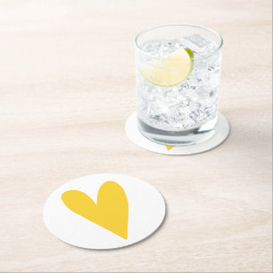 Stor Gult Heart Underlägg Papper Rund