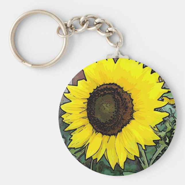 Stor Gult Solros Nyckelring (Framsidan)