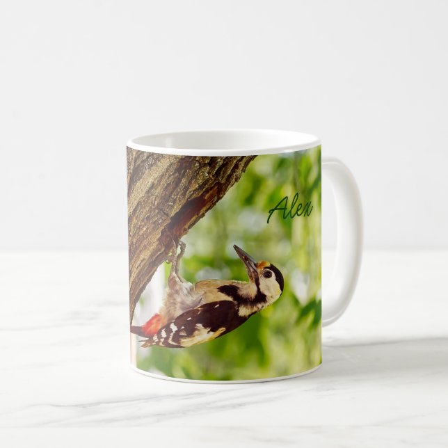 Stor hackspett Fågelporträtt Kaffemugg (Framsida höger)