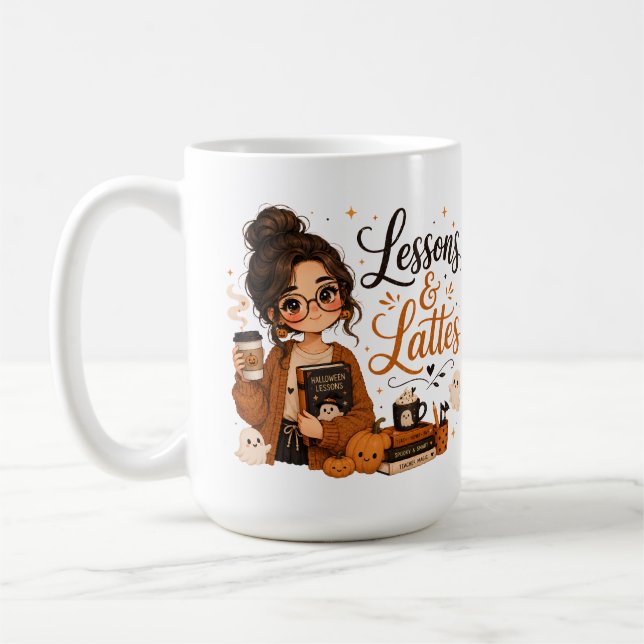 Stor Halloween-lärare-mugg Rolig spöklik latte Kaffemugg (Vänster)