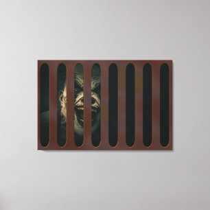 Stor Halloween Scary Clown in Storm Grate Canvastryck