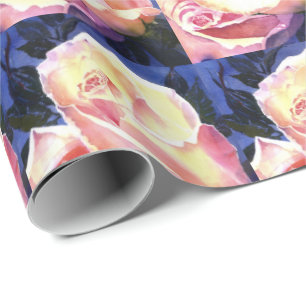 Stor härlig rosa rosvattenfärg presentpapper