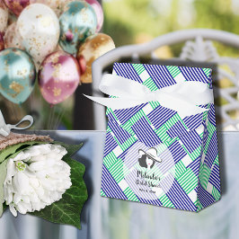 Stor hatt bröllopsdusch Navy gröna ränder Tält Presentaskar