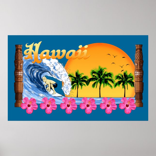 Stor hawaiian Surfing Poster (Framsidan)