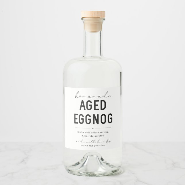 Stor hemmagjord åldrad Eggnog-flasketikett Spritflaskor Etikett (Framsida)