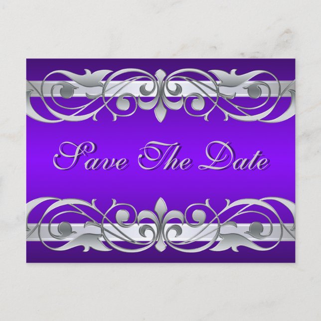 Stor hertiginna Silver Lila Spara datum Postkort Meddelande Vykort (Framsida)