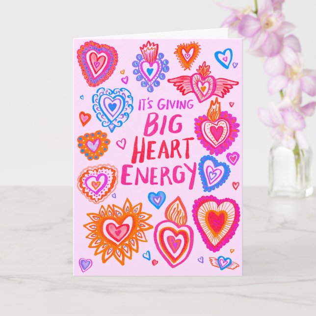 STOR HJÄRTA ENERGI Valentine Kärlek Färgglad Whims Kort (Orkide)