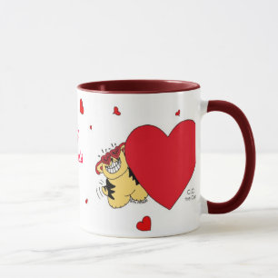 STOR -HJÄRTAD KATTvalentinmugg Mugg