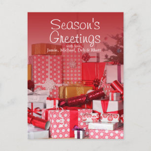 Stor hög i presenter på bord vykort