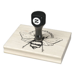 Stor Honeybee Illustration Personlig Business Stämpel