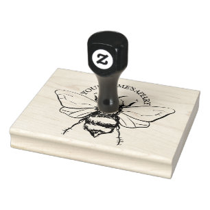 Stor Honeybee Illustration Personlig Business Stämpel