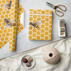 Stor honungshoneycomb Bee Hive Geometric Hexagonal Presentpapper