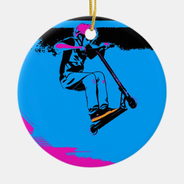 Stor Hopp - Scooteråkare Julgransprydnad Keramik (Framsidan)
