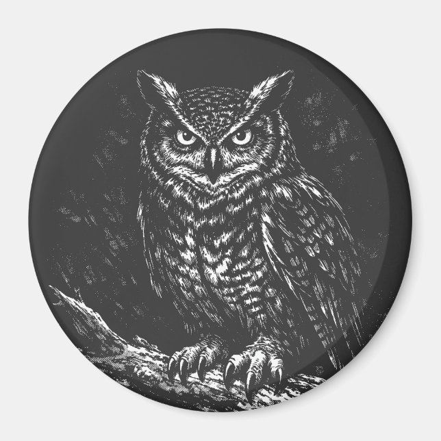 Stor hornuggla — av BurnsInHell Magnet (Framsidan)