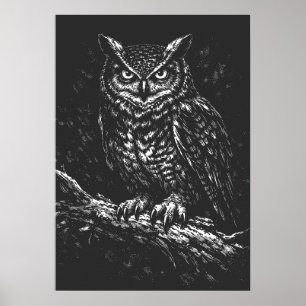Stor hornuggla — av BurnsInHell Poster
