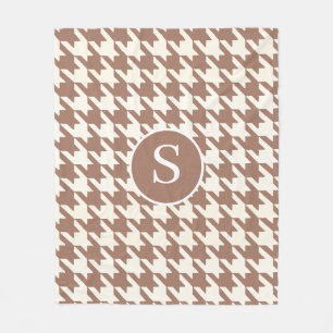 Stor Houndstooth-mönster Mocha Mousse och Vit Fleecefilt