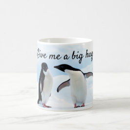 Stor hug Penguin på isfoto med text Kaffemugg