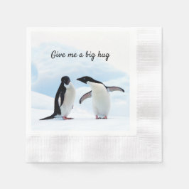 Stor hug Penguin på isfoto med text Pappersservett