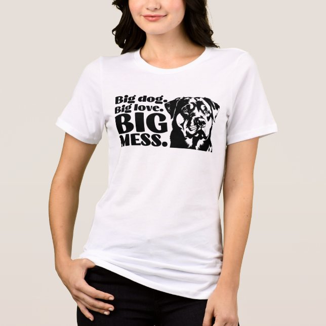 Stor Hund. Big Kärlek. Big  - Funny Rottweiler T Shirt (Framsida)