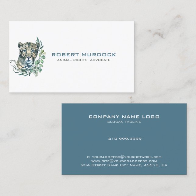 Stor illustration av kattdjur med vild visitkort (Fram/baksida)