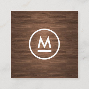 Stor inledande modern monogram på brunkolstorget fyrkantigt visitkort