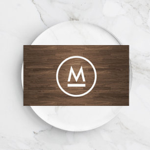 Stor inledande modern monogram på brunt trä visitkort