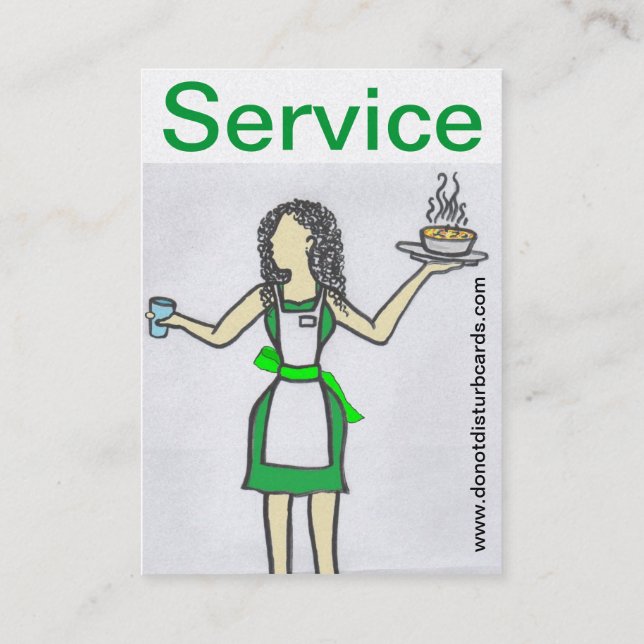 Stör inte kort. Com (servitrisen kontrollerar in). Visitkort (Baksida)