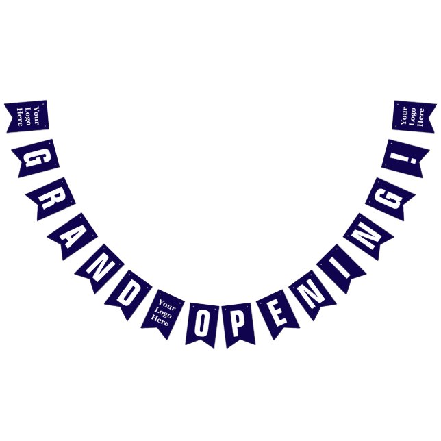 Stor invigning Mörkblå och vit Logotyp här Vimplar (Alla)