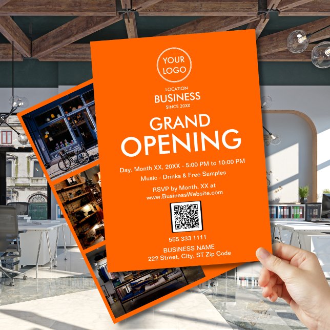 Stor invigning Orange affärslogo QR-inbjudan  Inbjudningar (Skapare uppladdad)