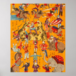 Stor japansk Circus-träblocksutskrift Poster