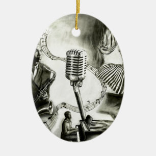 Stor Jazz Julgransprydnad Keramik