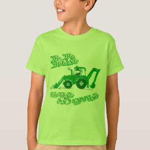 Stor jordnära grön traktorgrävaret-skjorta t shirt